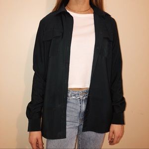 dark green button up shirt!